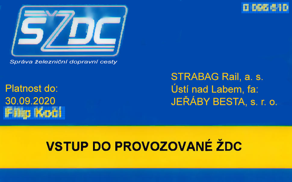 průkaz vstup do železnice